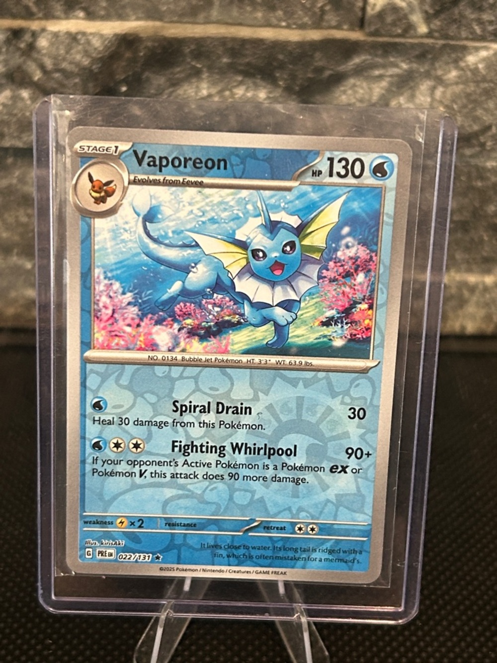 Pokémon Vaporeon 022/131 Reverse‎ Holo from Prismatic Evolutions Set M/NM